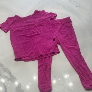 Kyte BABY Short Sleeve PJs with Pants in Raspberry - 3T